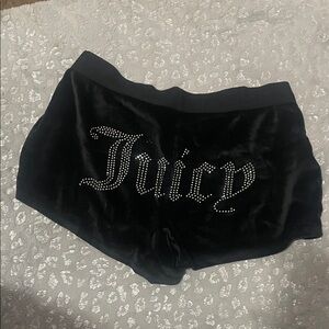 Juicy Couture Black Velour Shorts with Rhinestones
